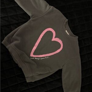 Zara toddler Gray Sweatshirt with Pink Heart Design
